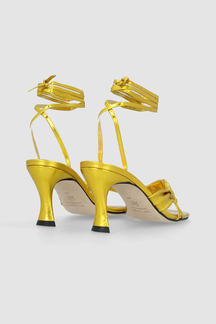 Layla Gold Eel Embossed Metallic Leather Sandal
