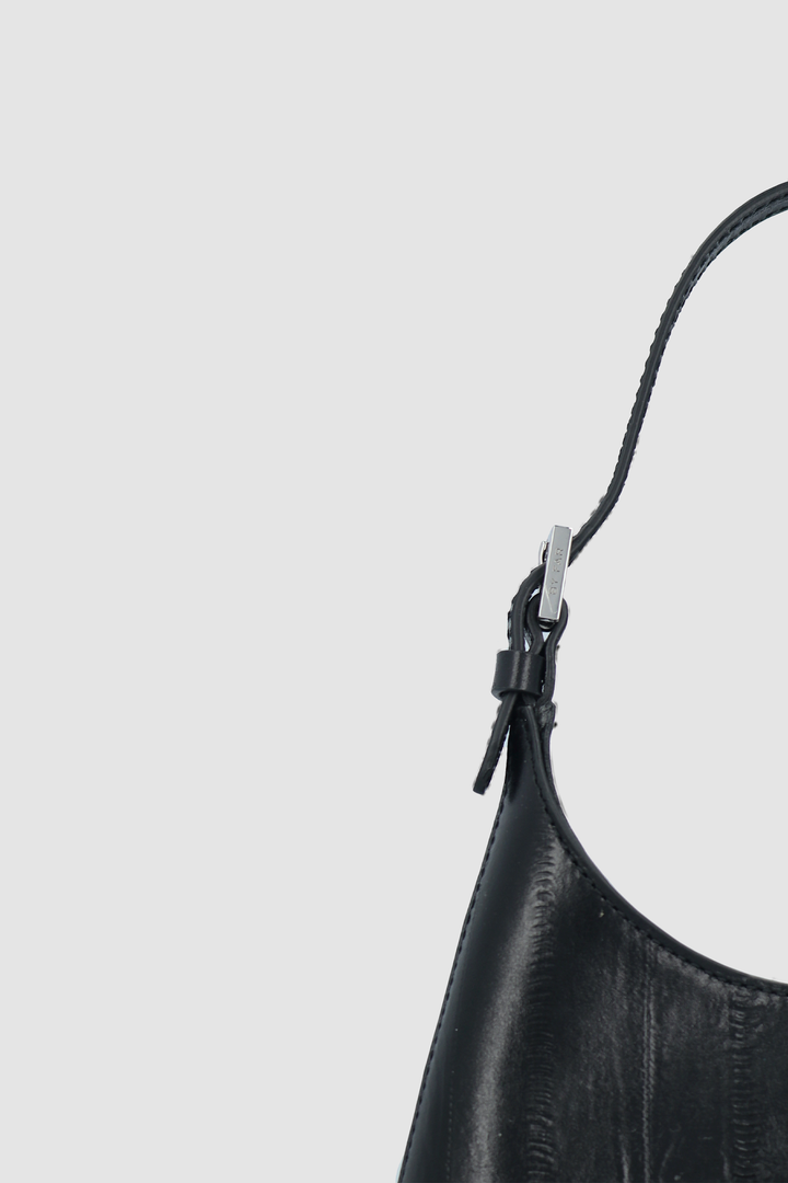Baby Camryn Black Eel Embossed Leather Top-Handle Bag
