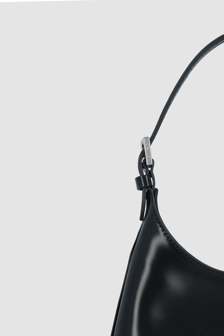 Baby Camryn Black Semi Patent Leather Top-Handle Bag