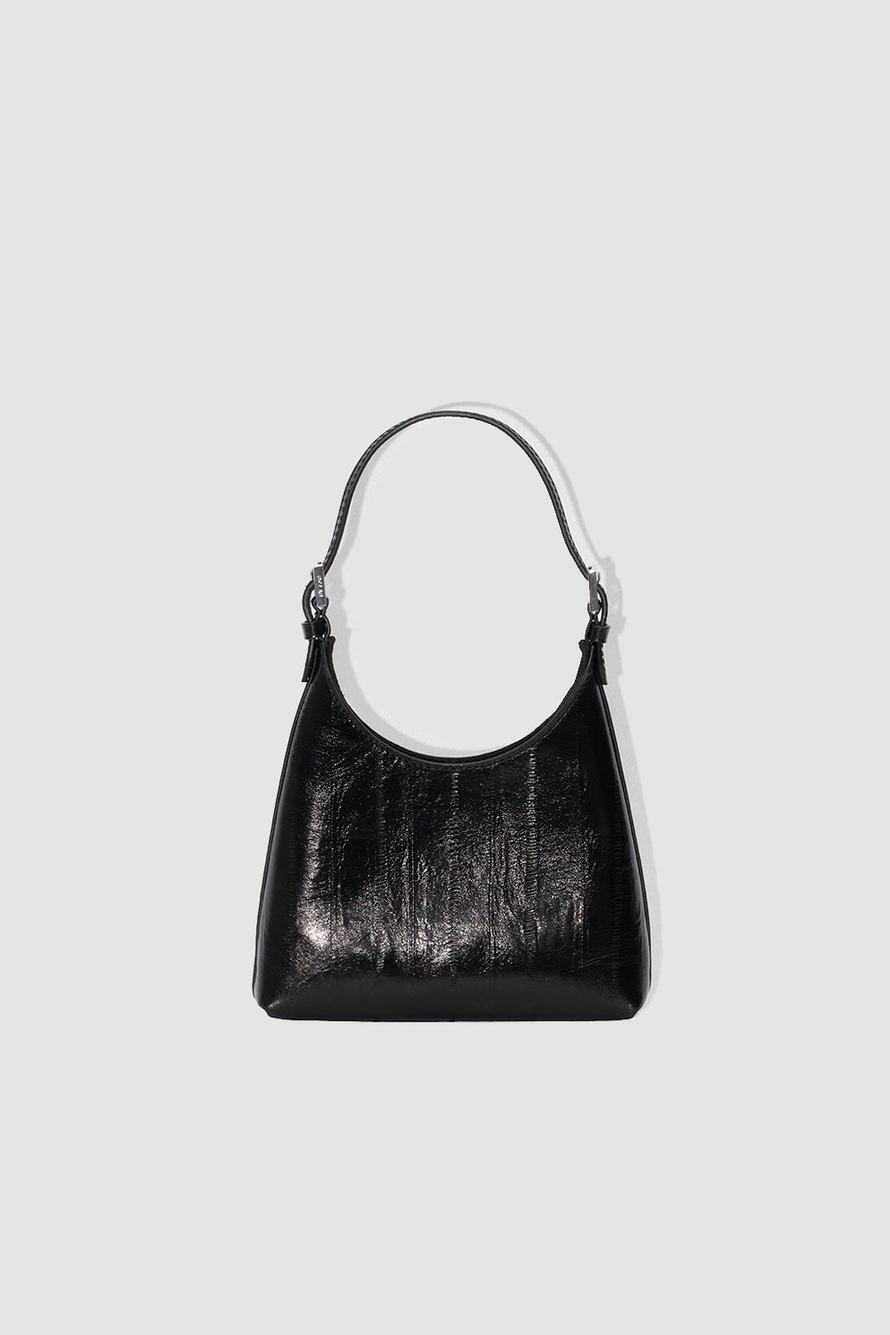 Baby Camryn Black Eel Embossed Leather Top-Handle Bag