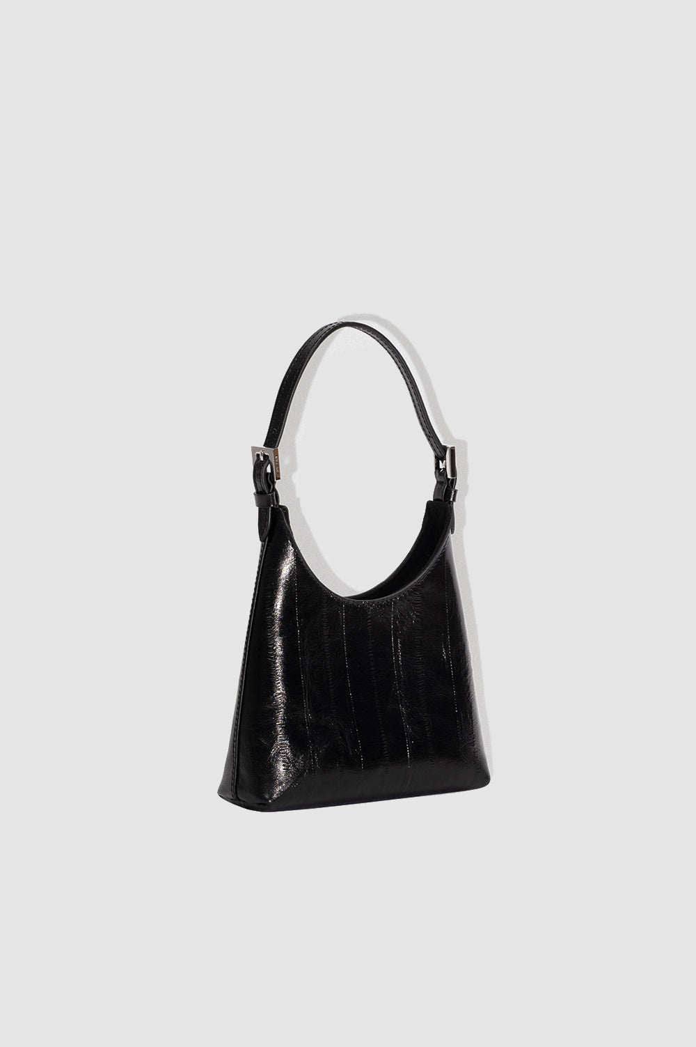 Baby Camryn Black Eel Embossed Leather Top-Handle Bag