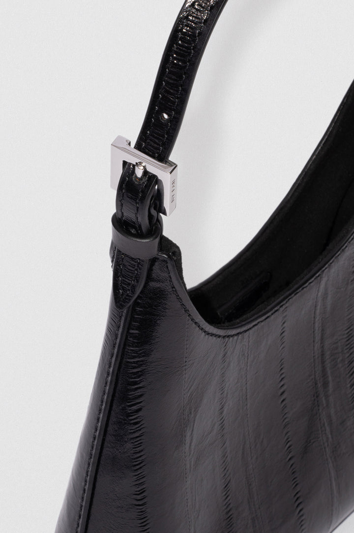 Baby Camryn Black Eel Embossed Leather Top-Handle Bag