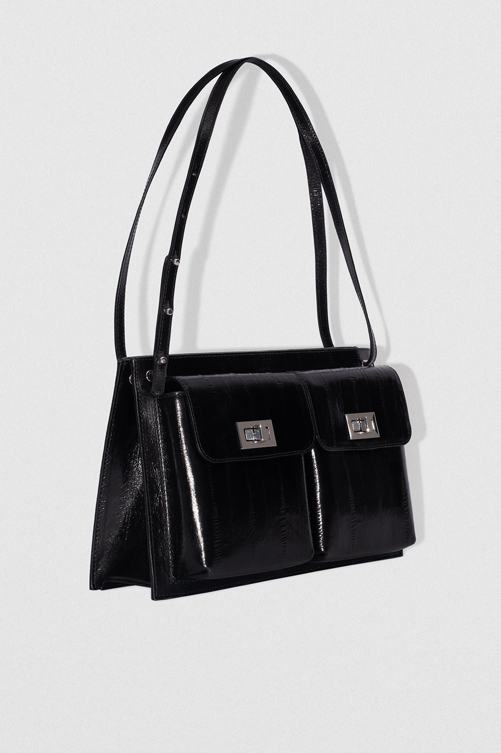 Billy Tote Black Eel Embossed Leather Shoulder Bag