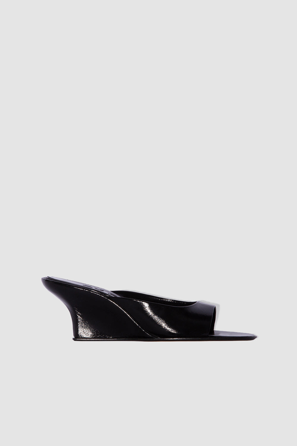 Caroo Black Glossed Nappa Leather Mule
