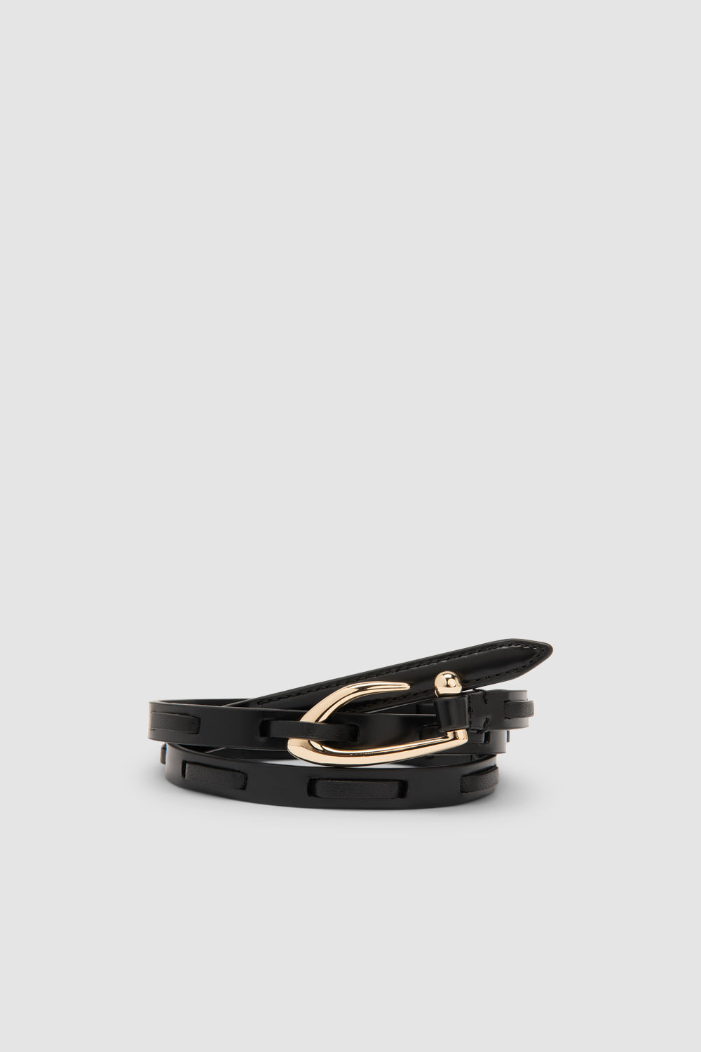 Chimera Interlaced Black Semi Patent and Nappa Leather Belt