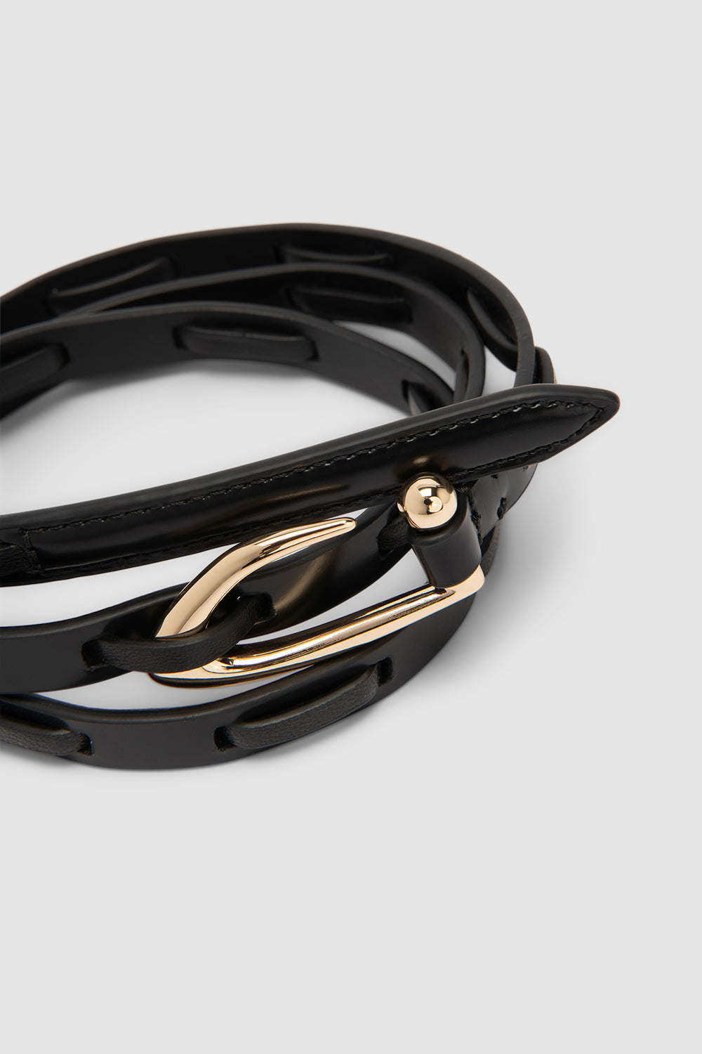 Chimera Interlaced Black Semi Patent and Nappa Leather Belt