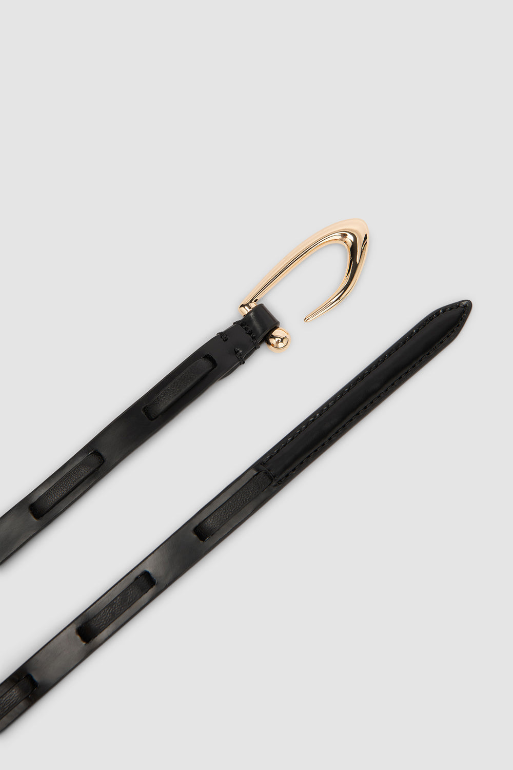 Chimera Interlaced Black Semi Patent and Nappa Leather Belt