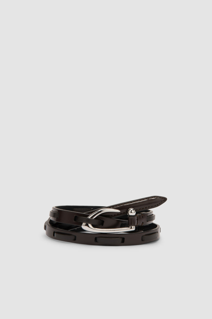 Chimera Interlaced Ristretto Semi Patent and Nappa Leather Belt