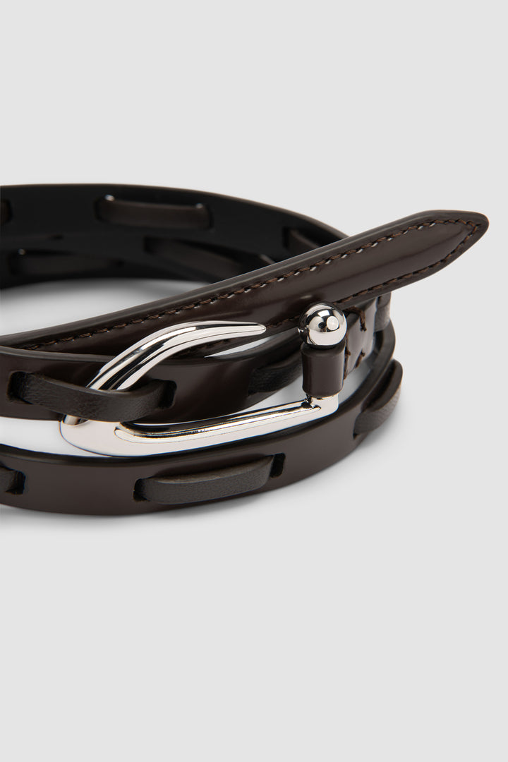 Chimera Interlaced Ristretto Semi Patent and Nappa Leather Belt