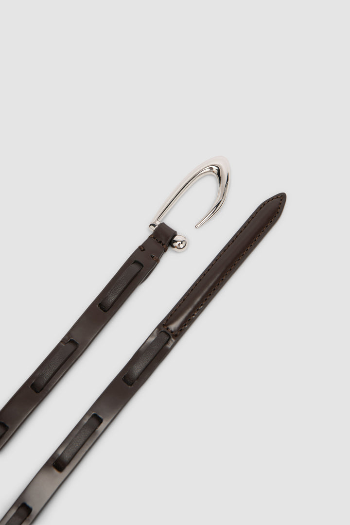 Chimera Interlaced Ristretto Semi Patent and Nappa Leather Belt