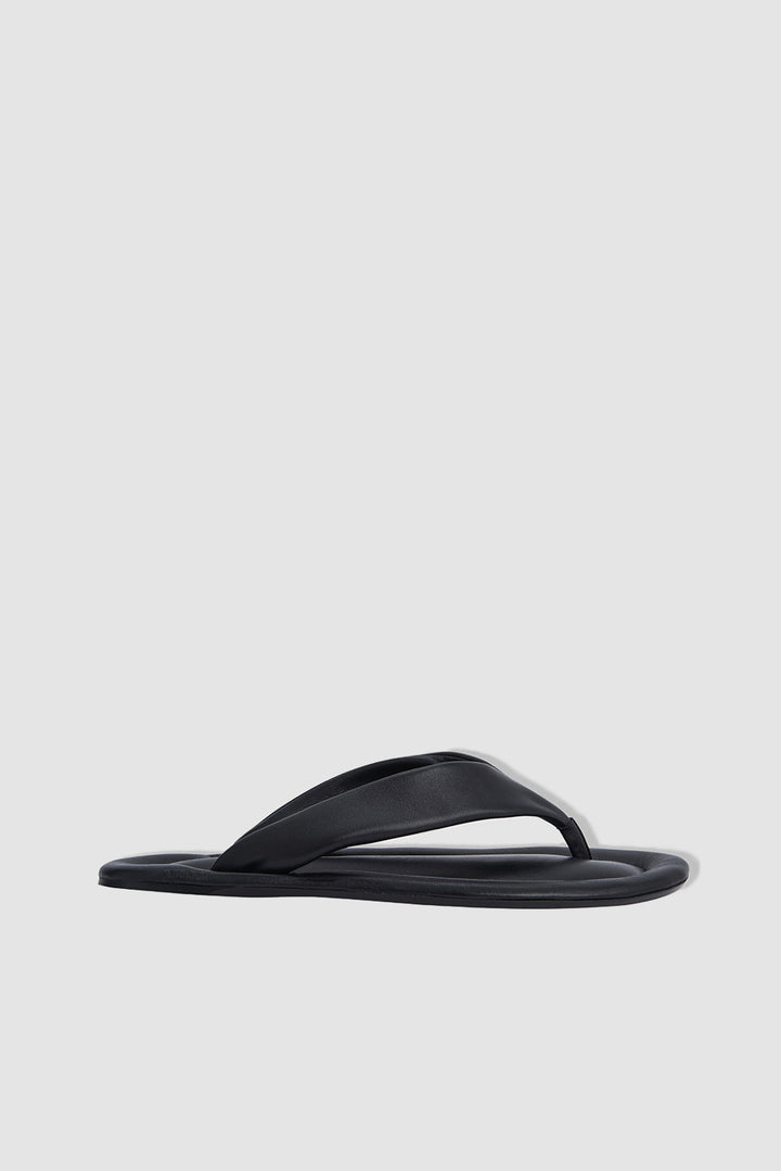 Dasha Black Nappa Leather Flip-Flop Sandal