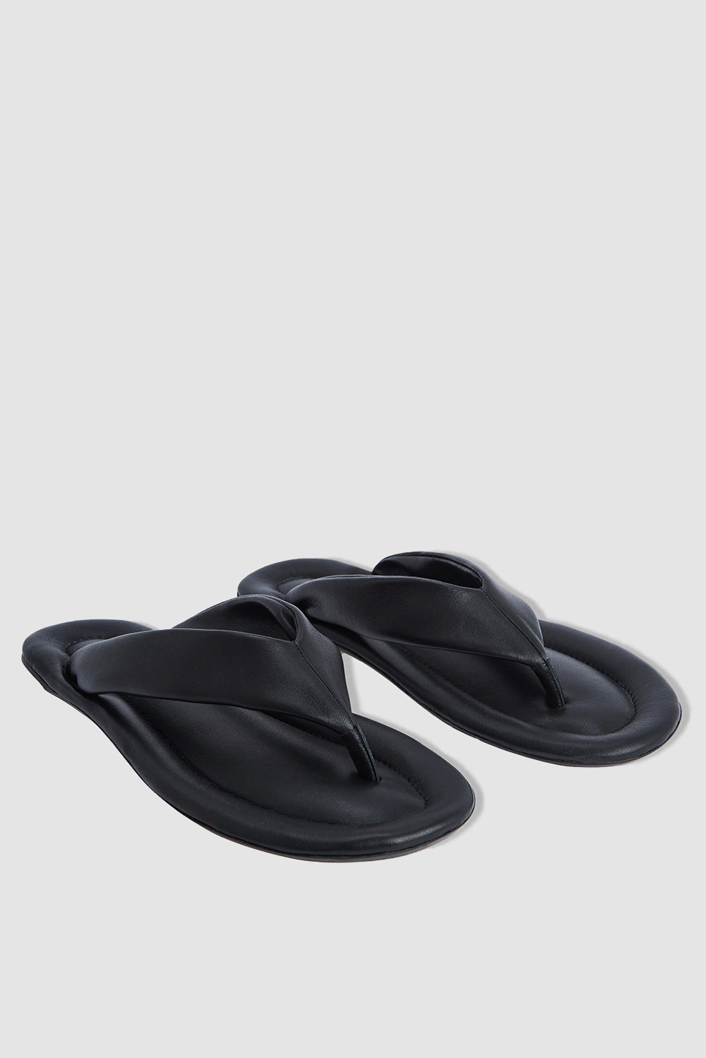 Dasha Black Nappa Leather Flip-Flop Sandal
