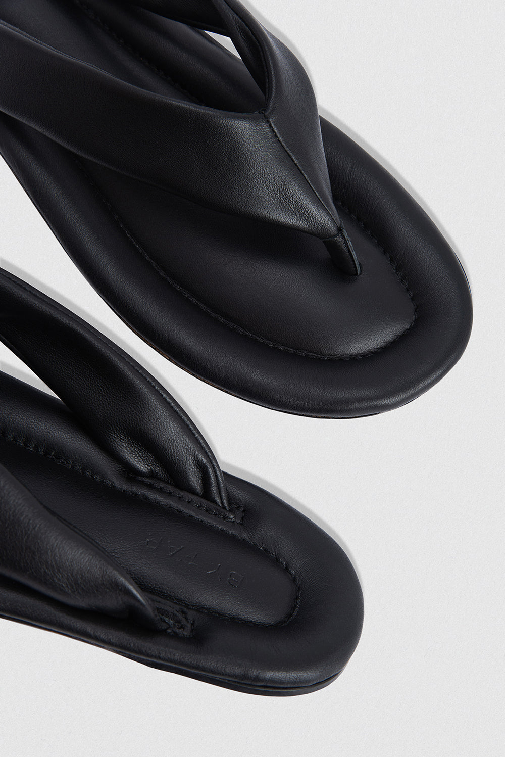 Dasha Black Nappa Leather Flip-Flop Sandal