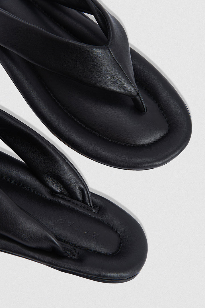 Dasha Black Nappa Leather Flip-Flop Sandal