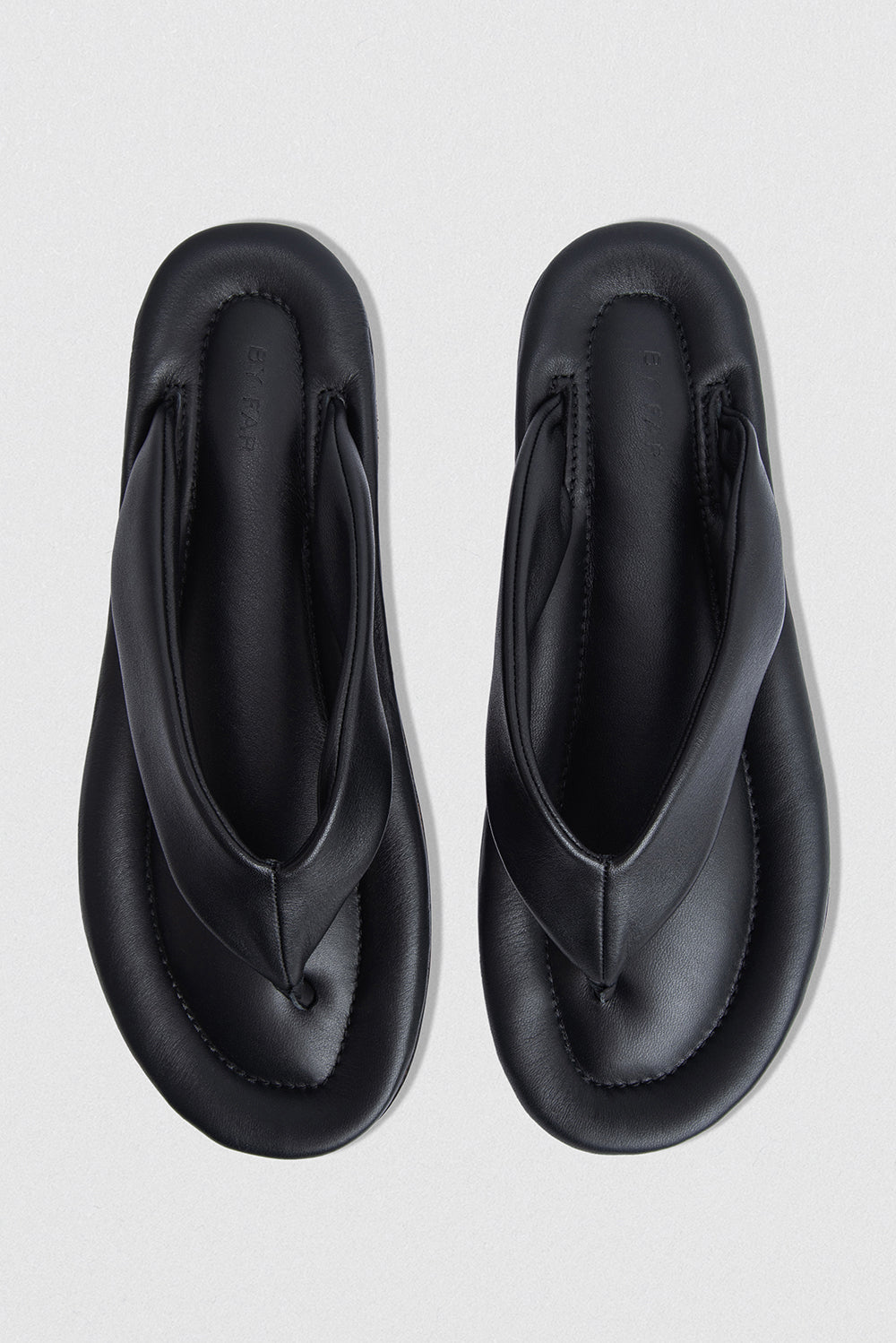 Dasha Black Nappa Leather Flip-Flop Sandal