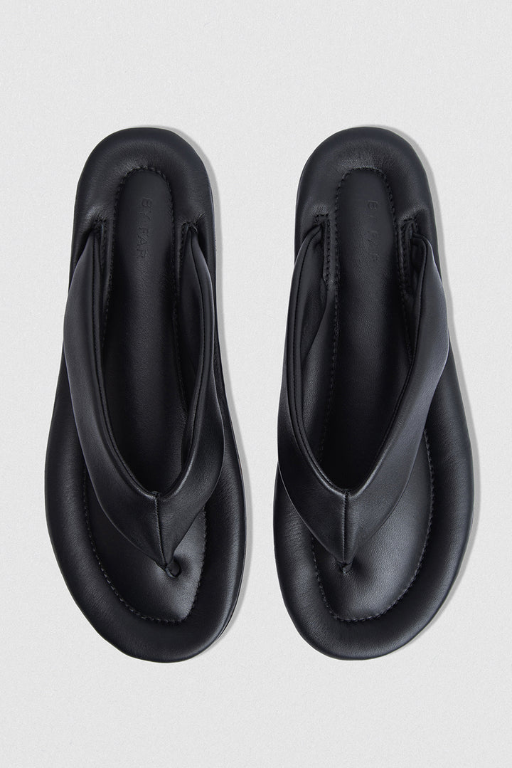 Dasha Black Nappa Leather Flip-Flop Sandal