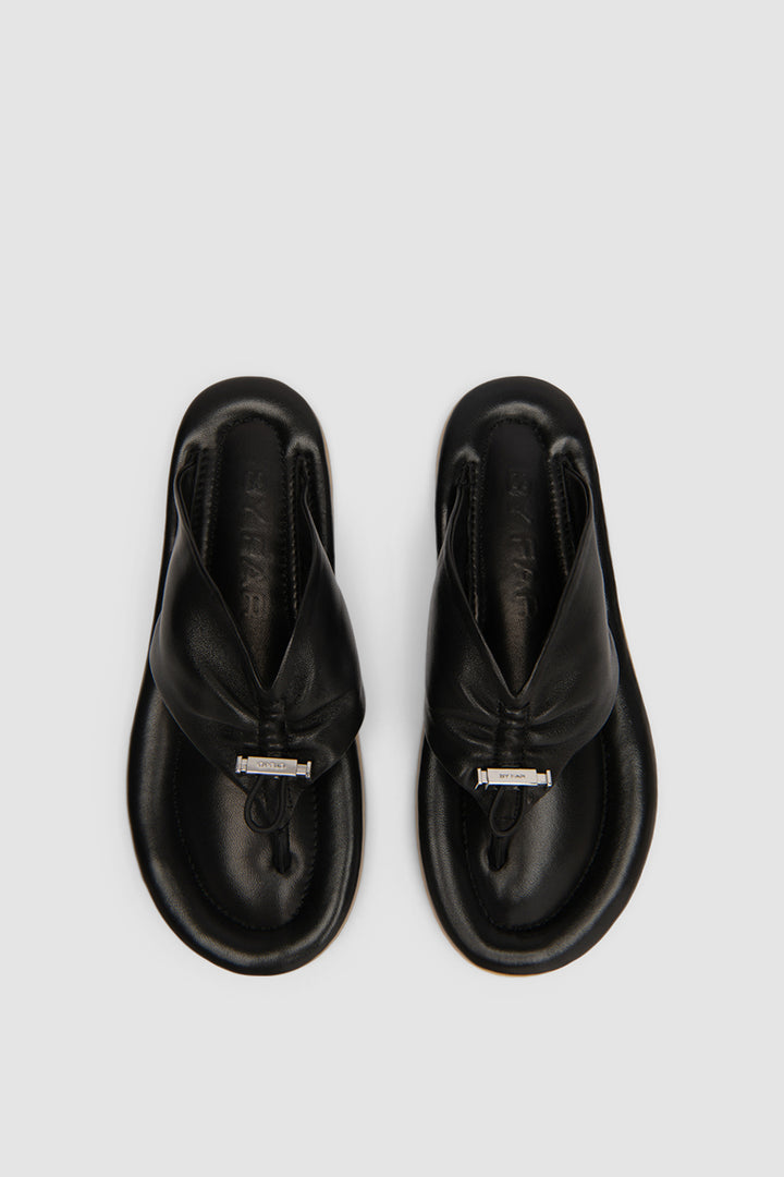 Dashiel Black Lamb Nappa Leather Flip-Flop Sandal