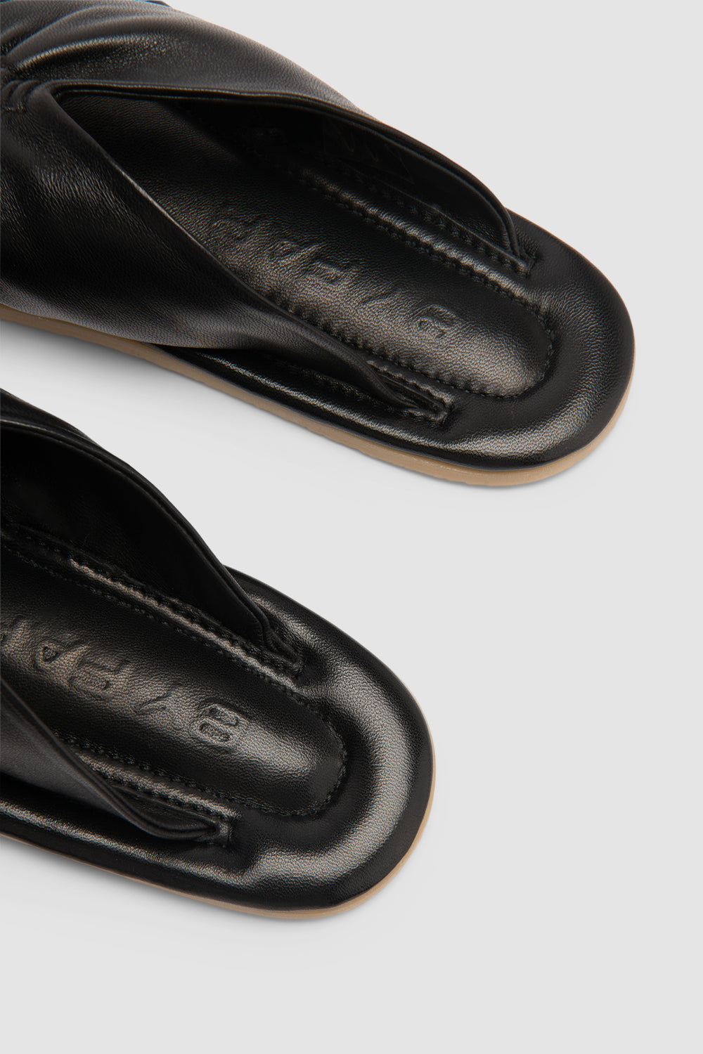 Dashiel Black Lamb Nappa Leather Flip-Flop Sandal