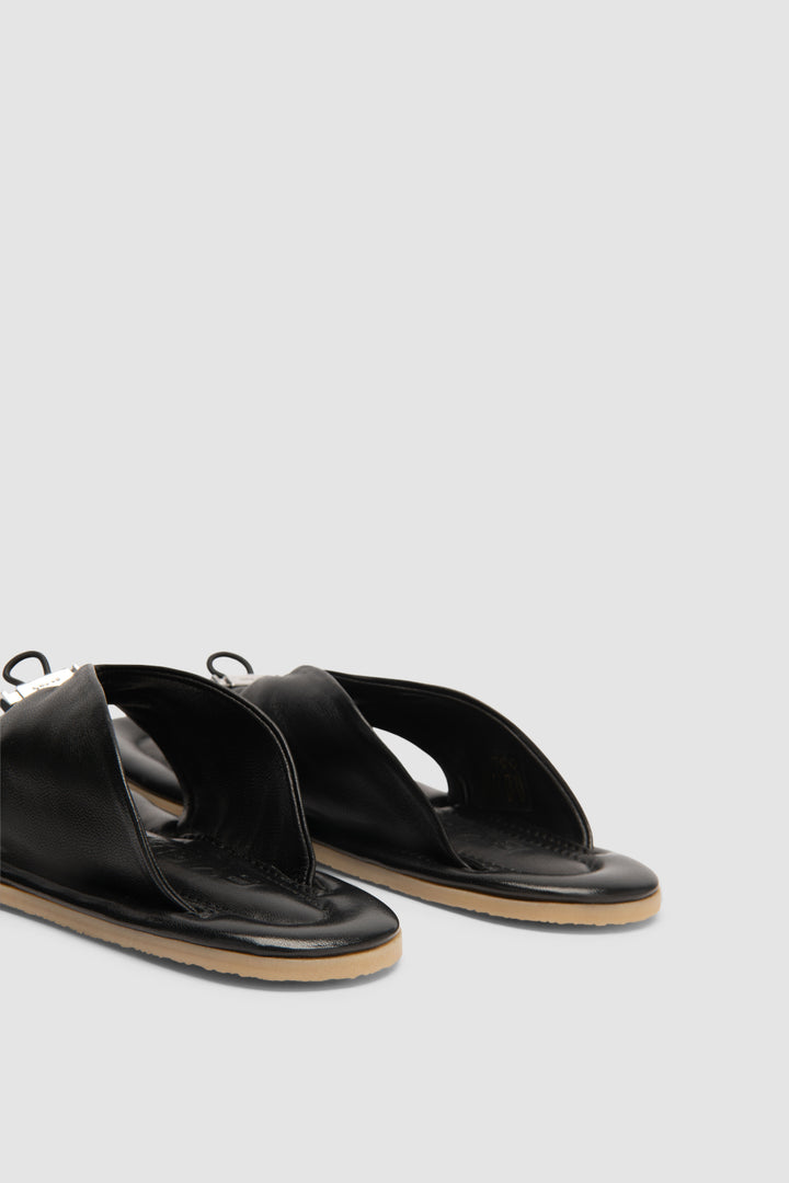Dashiel Black Lamb Nappa Leather Flip-Flop Sandal
