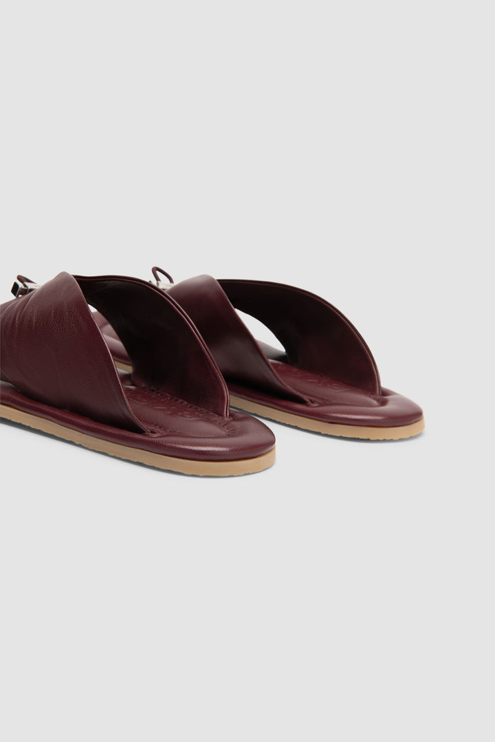 Dashiel Sour Cherry Lamb Nappa Leather Flip-Flop Sandal