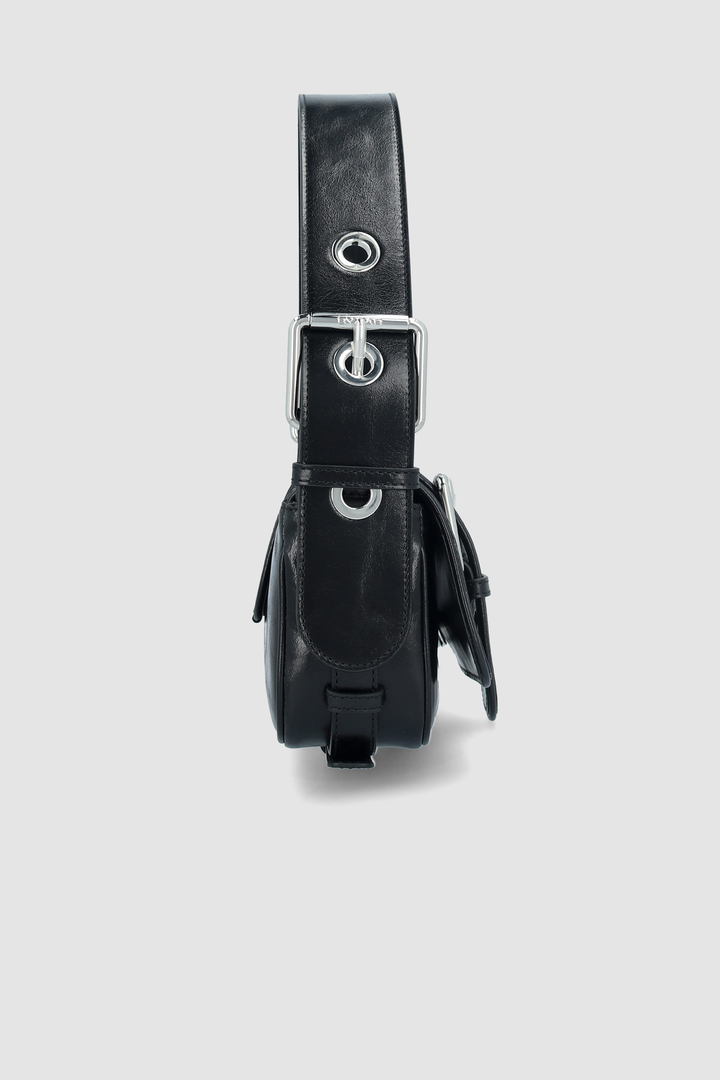 Eloise Black Creased Calf Leather Shoulder Bag