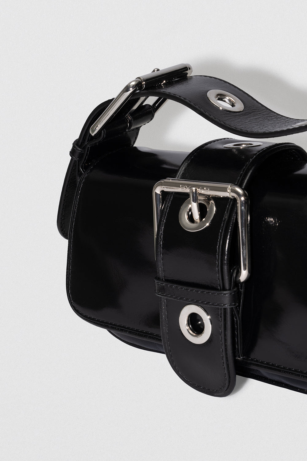 Eloise Black Creased Calf Leather Shoulder Bag
