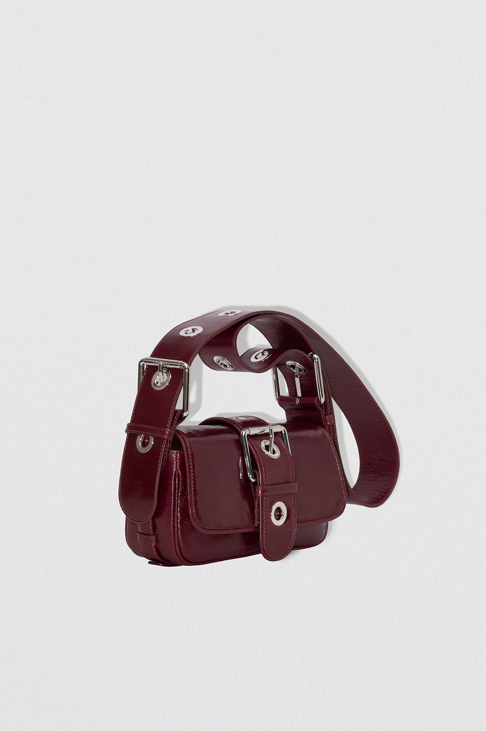 Eloise Sour Cherry Creased Calf Leather Shoulder Bag