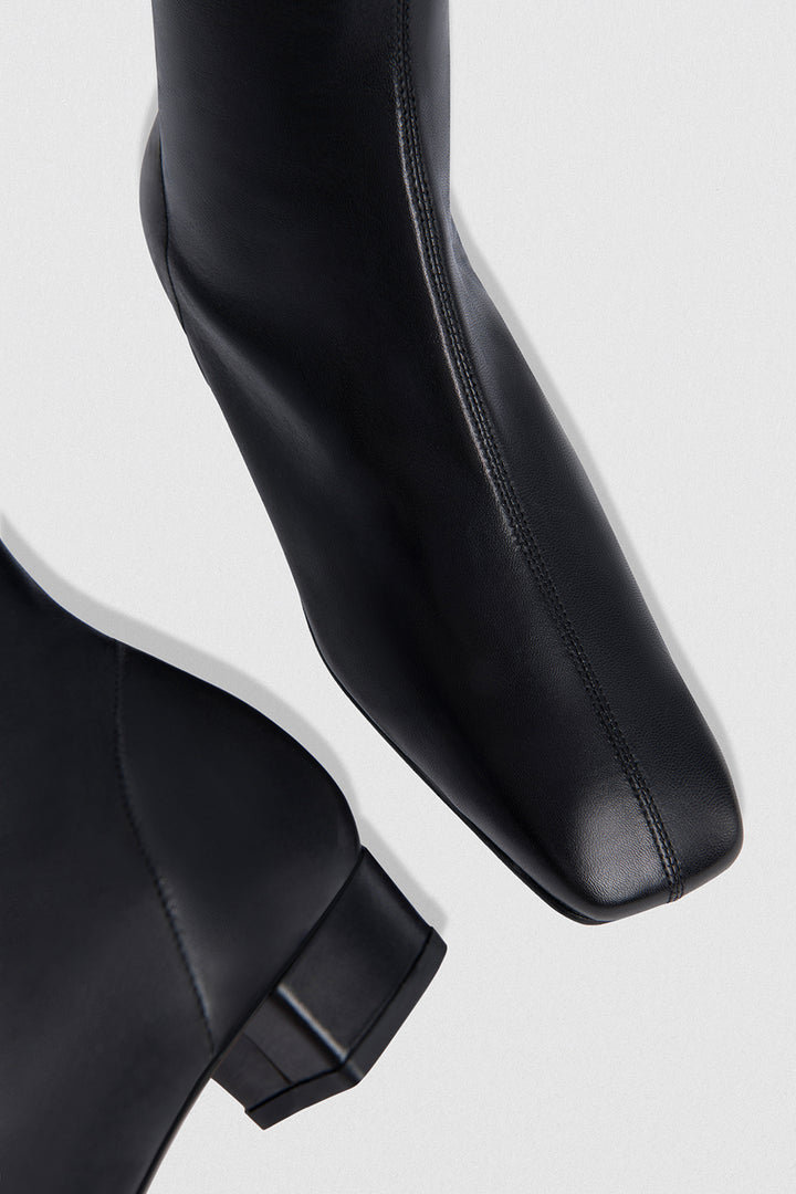 Edie Black Leather Knee-High Boot