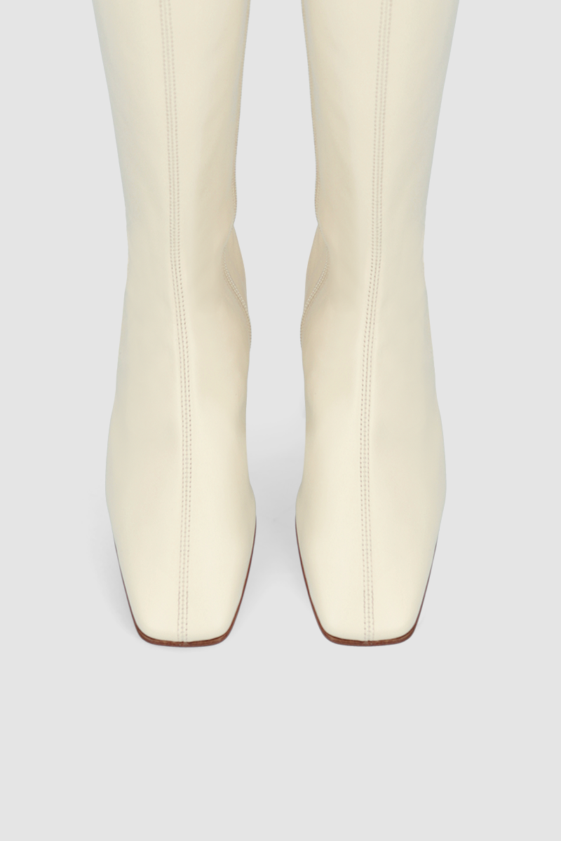 Edie Off White Leather Knee-High Boot