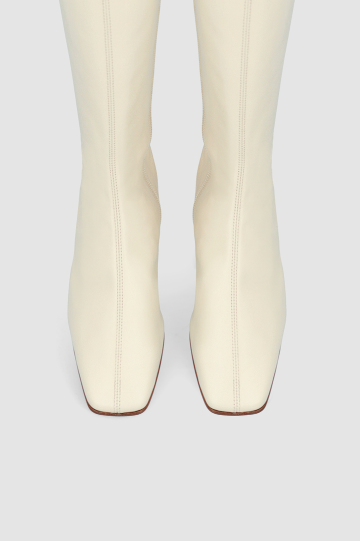 Edie Off White Leather Knee-High Boot