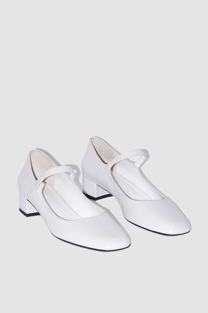 Ginny Burrata Creased Calf Leather Mary Jane Pump