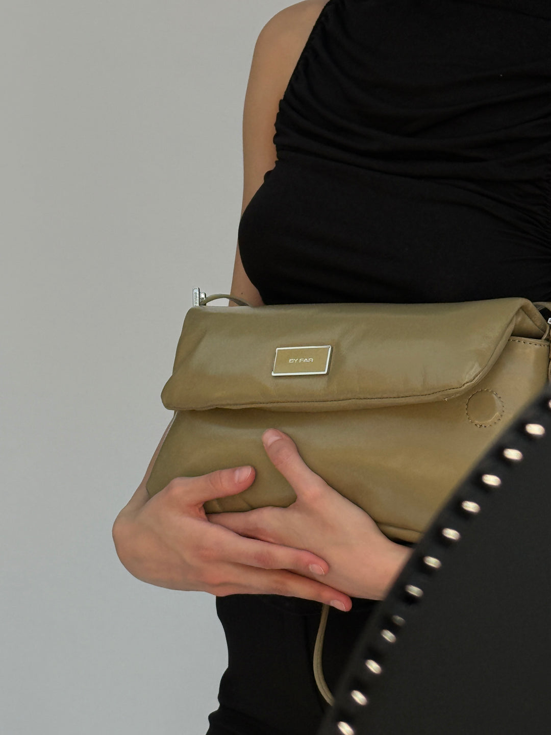 Puffy Tilda Mangrove Glossed Nappa Leather Shoulder Bag
