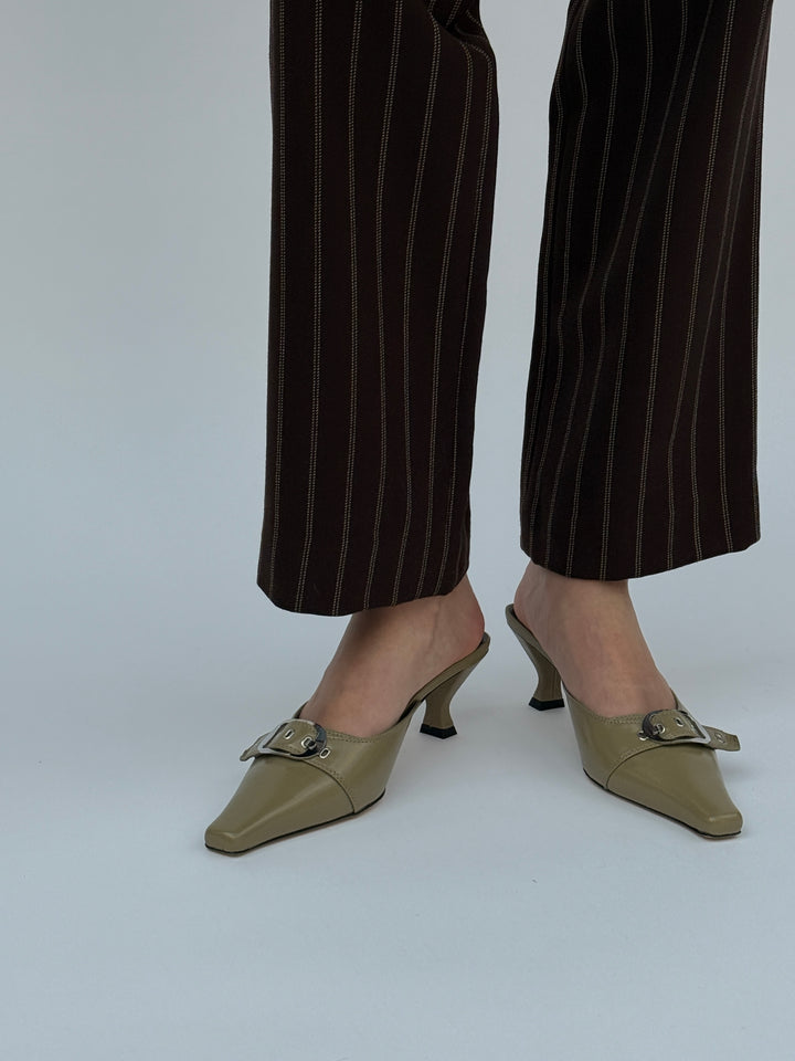 Evelyn Mangrove Glossed Nappa Leather Slingback Pump