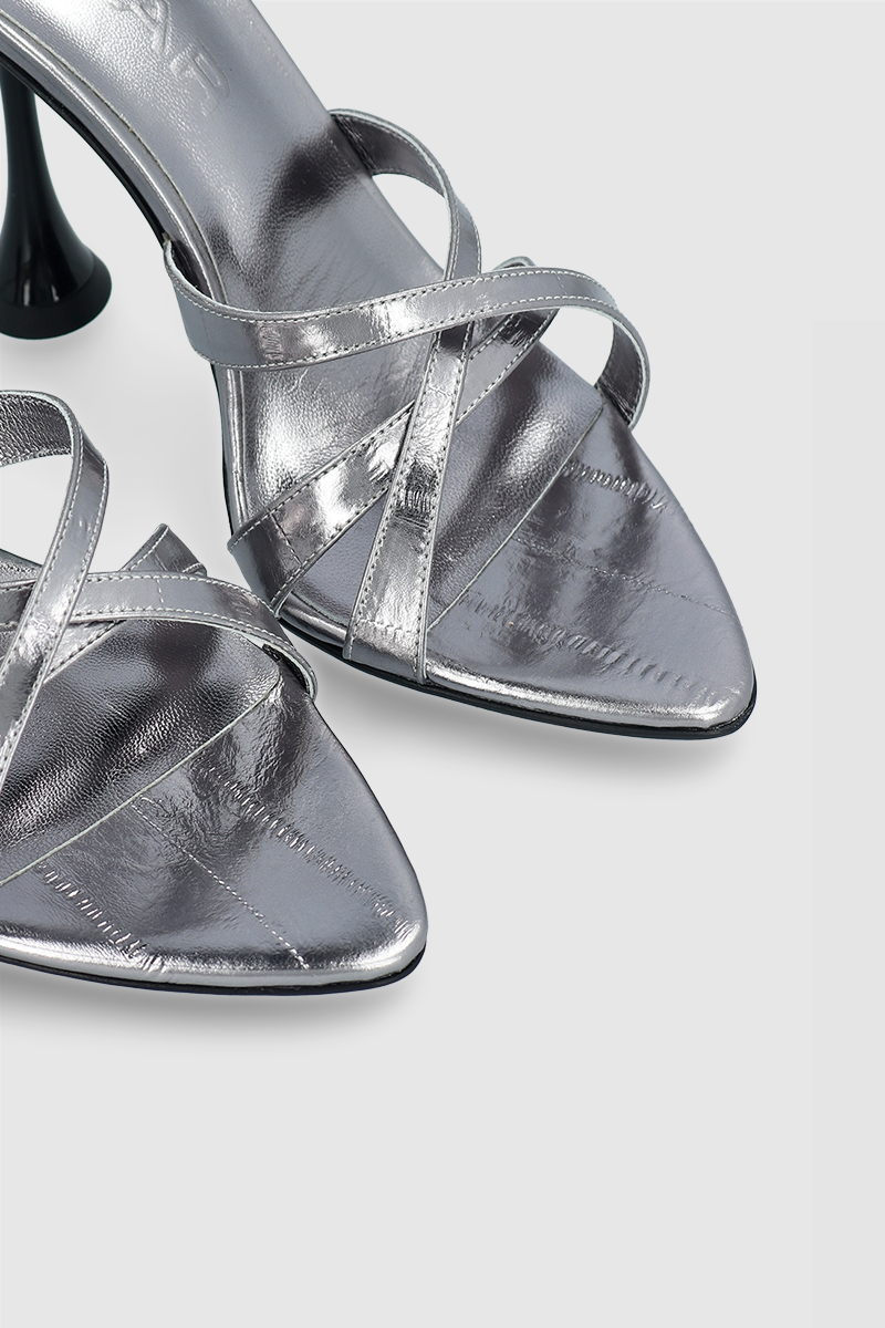 Juliette Inox Eel Embossed Metallic Leather Sandal