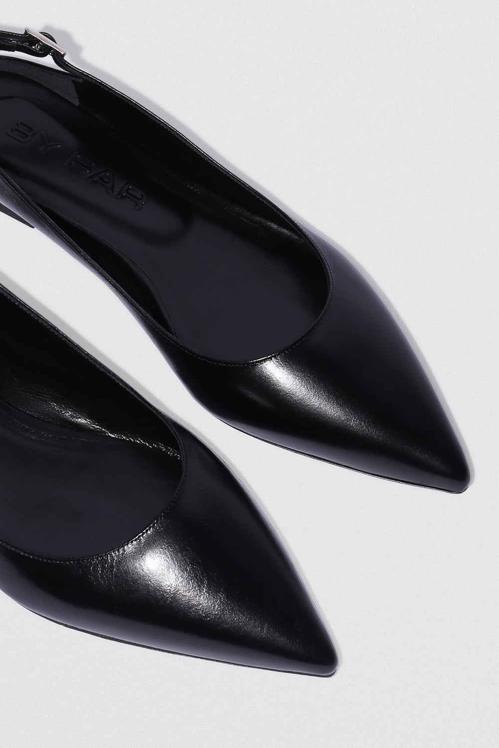 Koyna Black Creased Calf Leather Slingback Flat