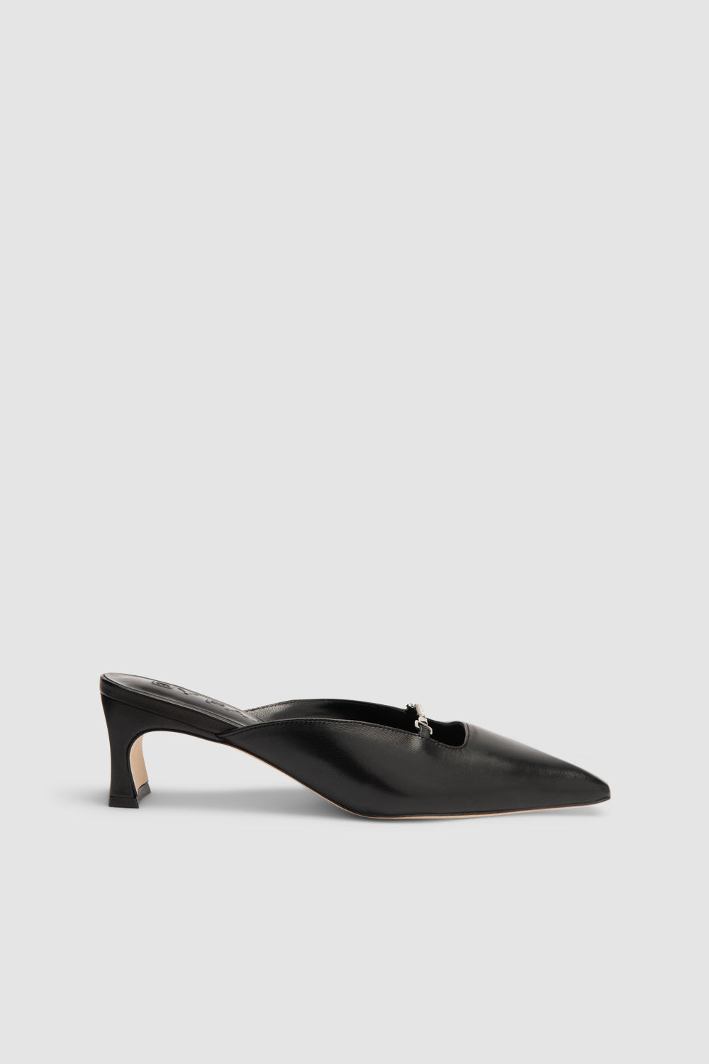 Leda Black Lamb Nappa Leather Mule