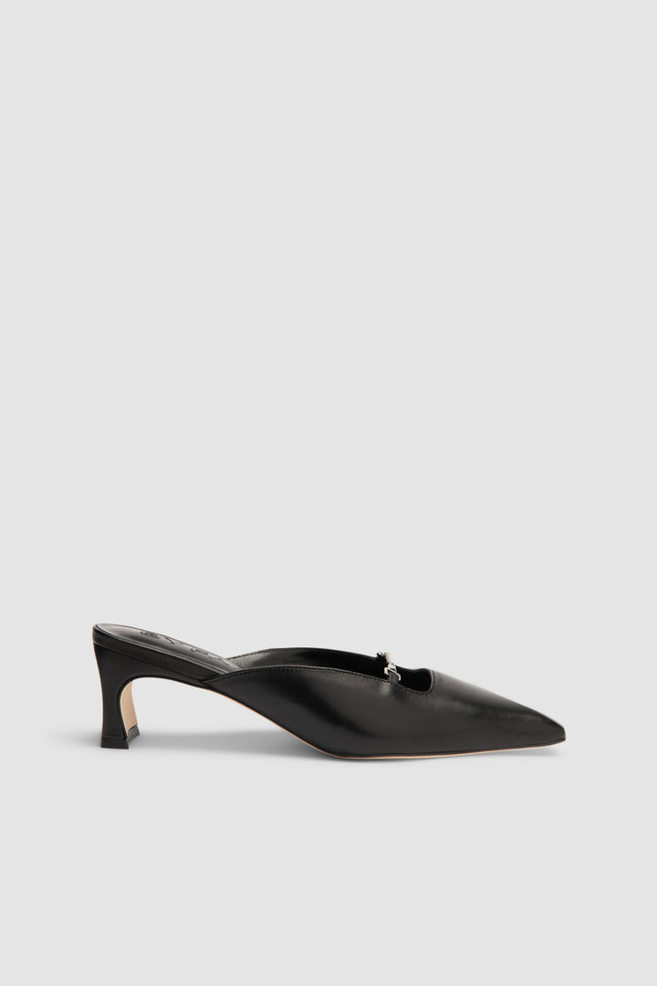 Leda Black Lamb Nappa Leather Mule