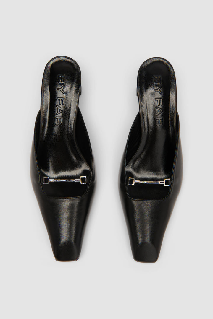 Leda Black Lamb Nappa Leather Mule