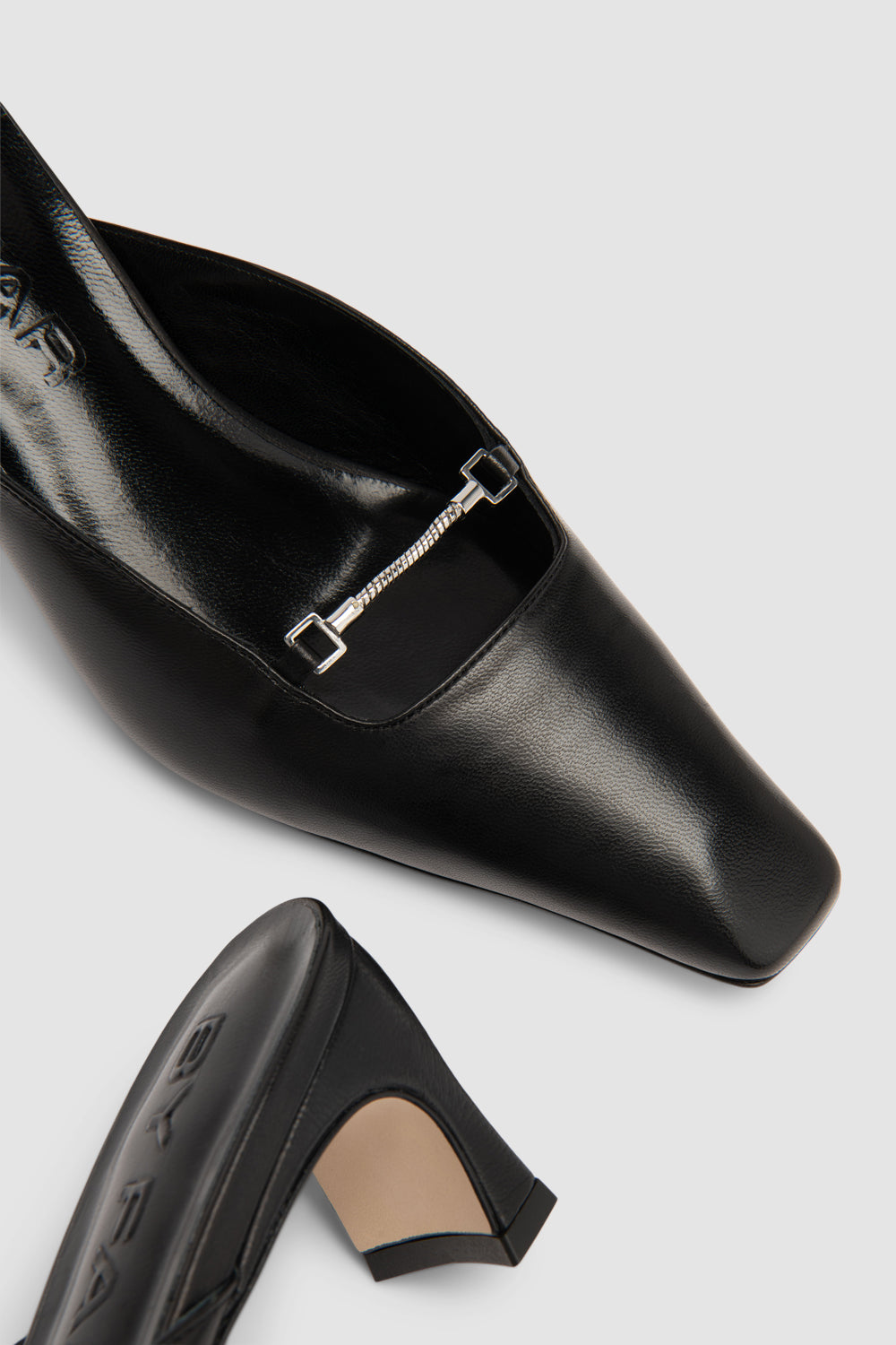 Leda Black Lamb Nappa Leather Mule