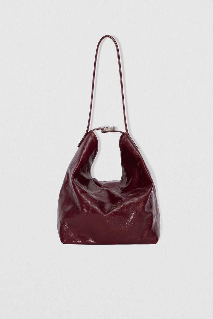 Maxi Bea Sour Cherry Creased Calf Leather Hobo Bag