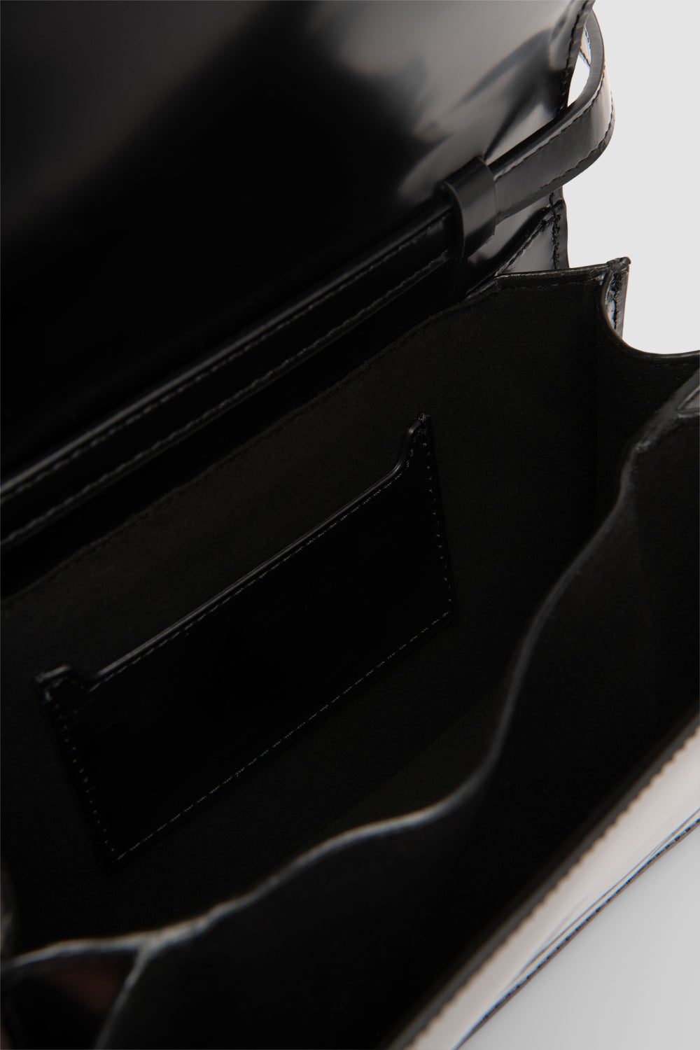 Nara Black Semi Patent Leather Crossbody Bag