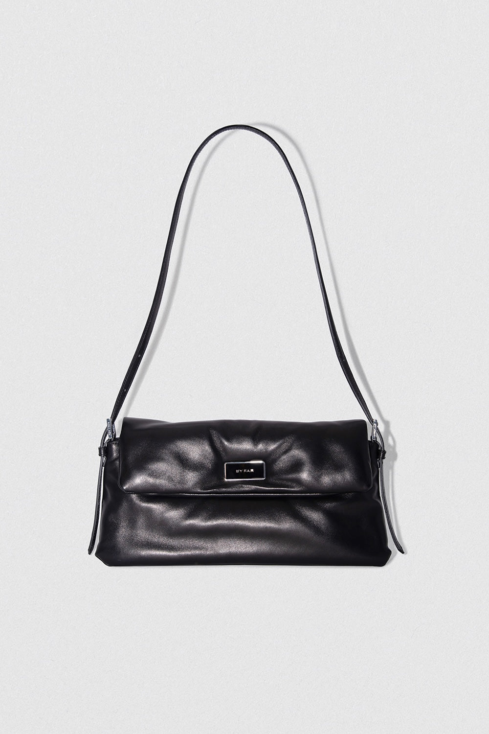 トートバッグ BY FAR Black Leather Mathilda Shoulder Bag BY FAR Matilda semi-patent Leather Shoulder Bag | Black