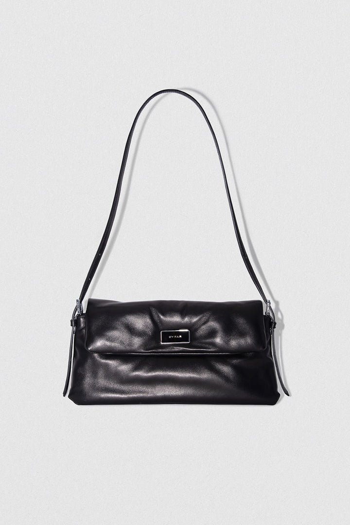 Puffy Tilda Black Lamb Nappa Leather Shoulder Bag