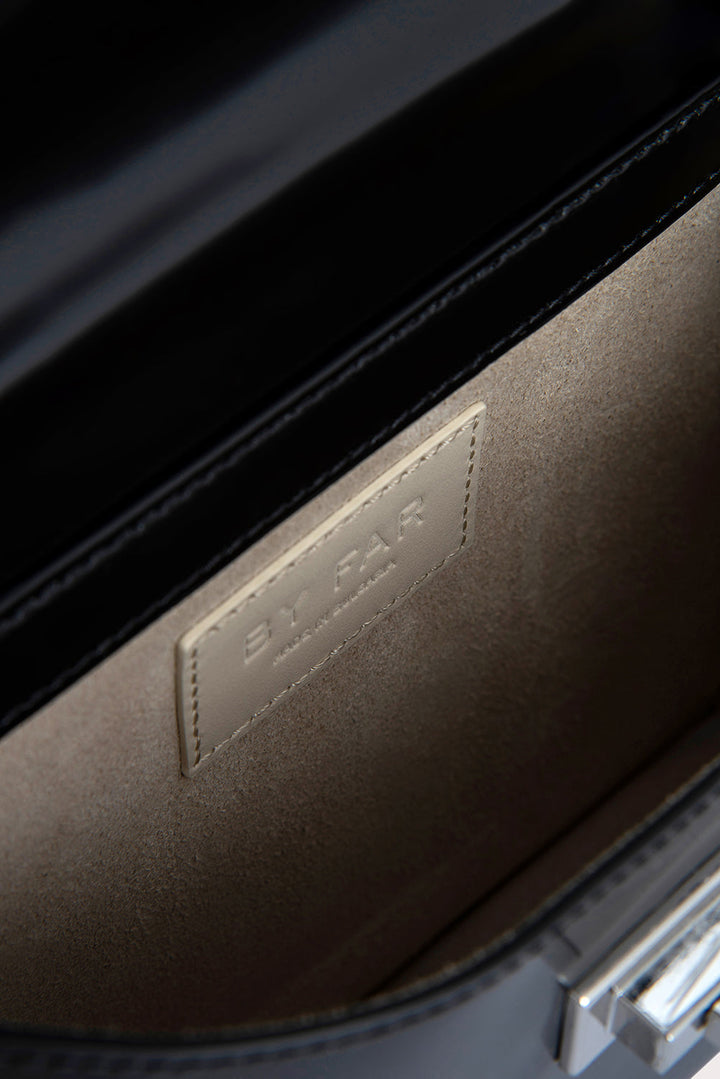 Billy Black Semi Patent Leather Shoulder Bag