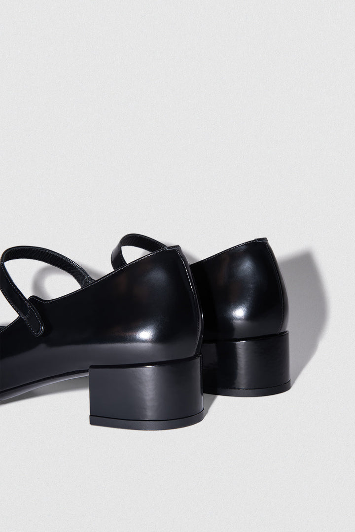 Ginny Black Semi Patent Leather Mary Jane Pump