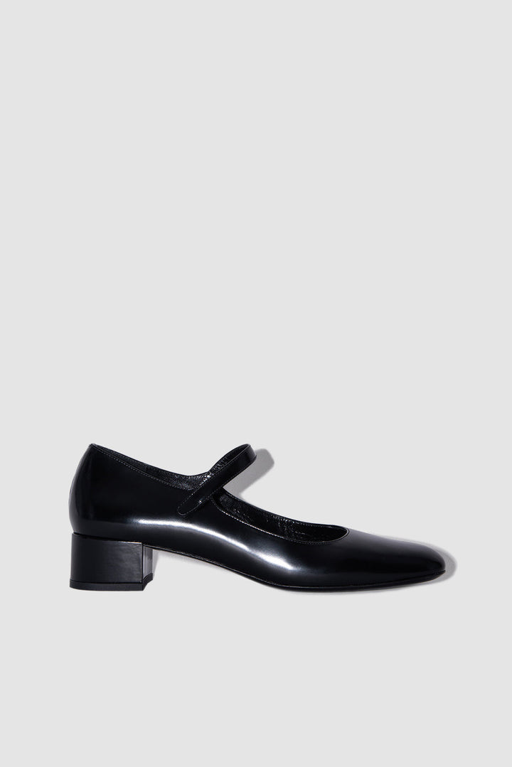 Ginny Black Semi Patent Leather Mary Jane Pump