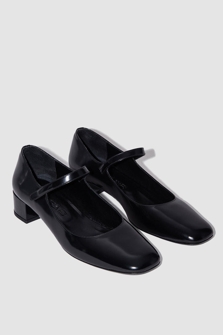 Ginny Black Semi Patent Leather Mary Jane Pump