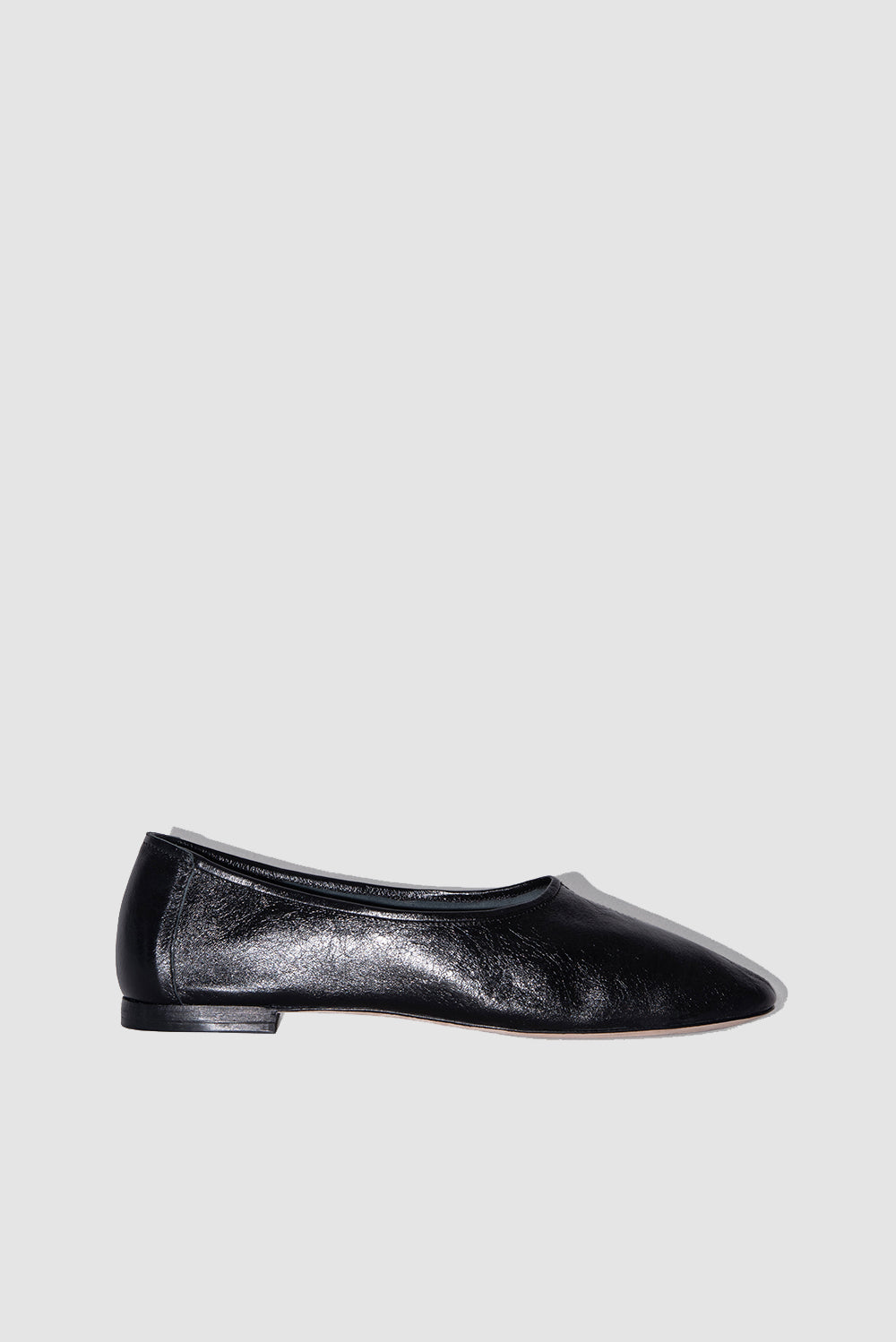 Prudence Black Creased Leather Ballet Flat