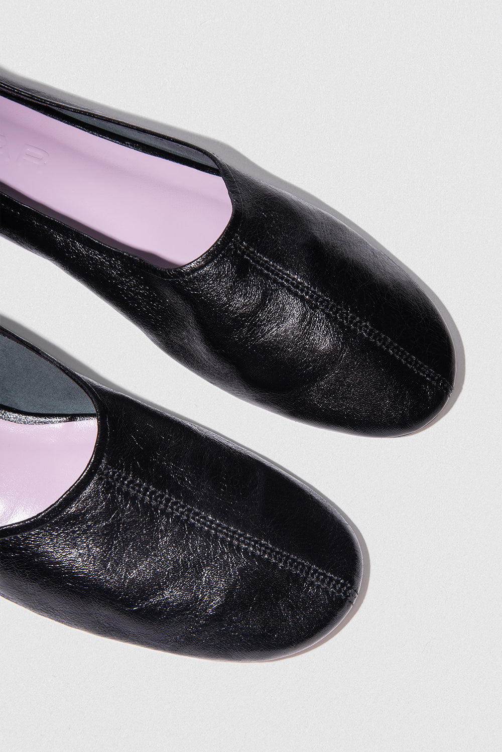 Prudence Black Creased Leather Ballet Flat