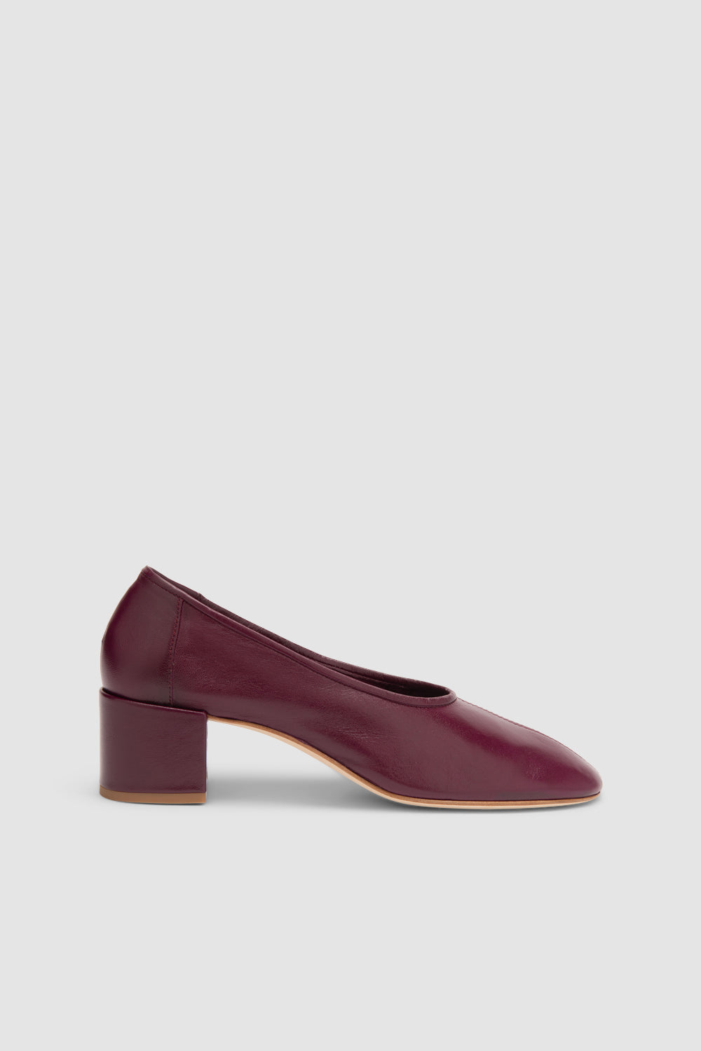 Prudence 45 Raisin Creased Leather Pump – BY FAR